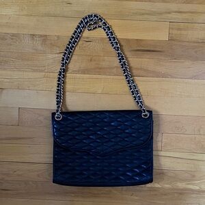 Rebecca Minkoff black quilted leather large affair bag gold hardware